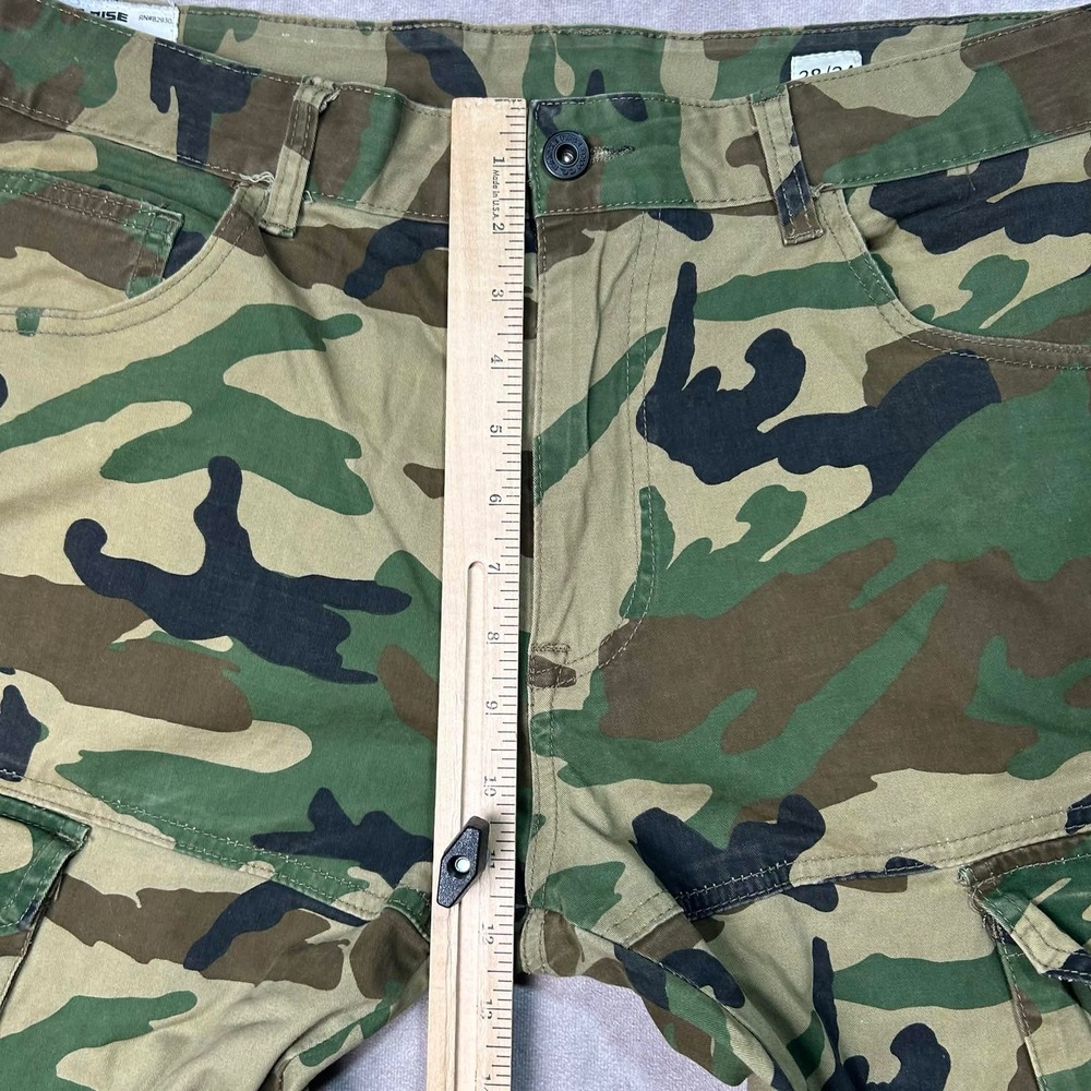 Smoke Rise Mens Camo Cargo Pants 38x34 Slim Tapered Woodland Camouflage Green - Picture 3 of 9
